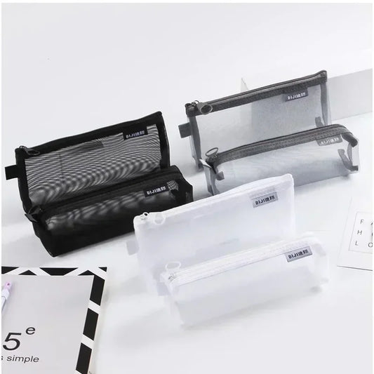 Transparentes Mesh Stift-Etui Kunststoff Mini Mäppchen für Büro - Schule