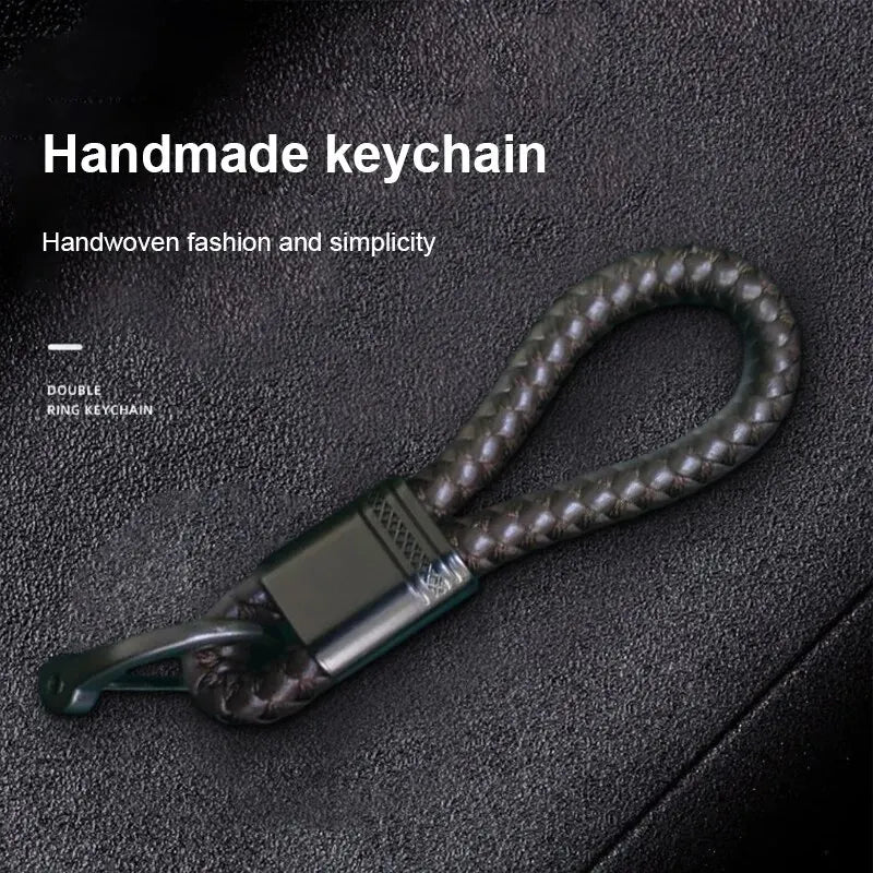 2er Set handgewebte Leder Schlüsselanhänger mit Hufeisenschnalle – robust & stylisch