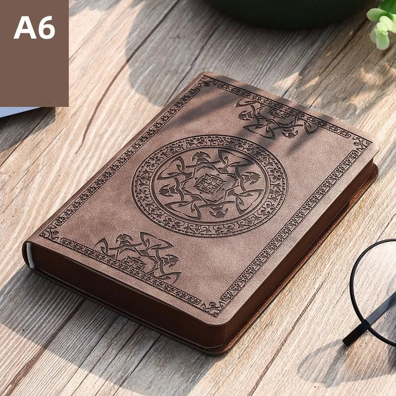 A6 Retro Mini Notizbuch PU Leder mit Taschen – Tragbar für Büro Buchhaltung