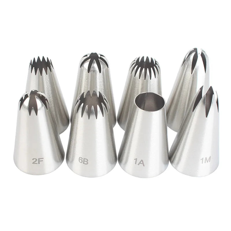 Präzises 8-teiliges Edelstahl-Spritzdüsen-Set für kreative Kuchenverzierung