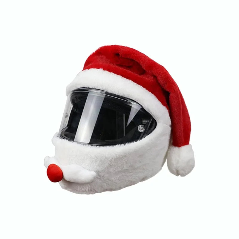 4-teiliges Motorrad Helm Set mit Santa Claus Weihnachtsmütze
