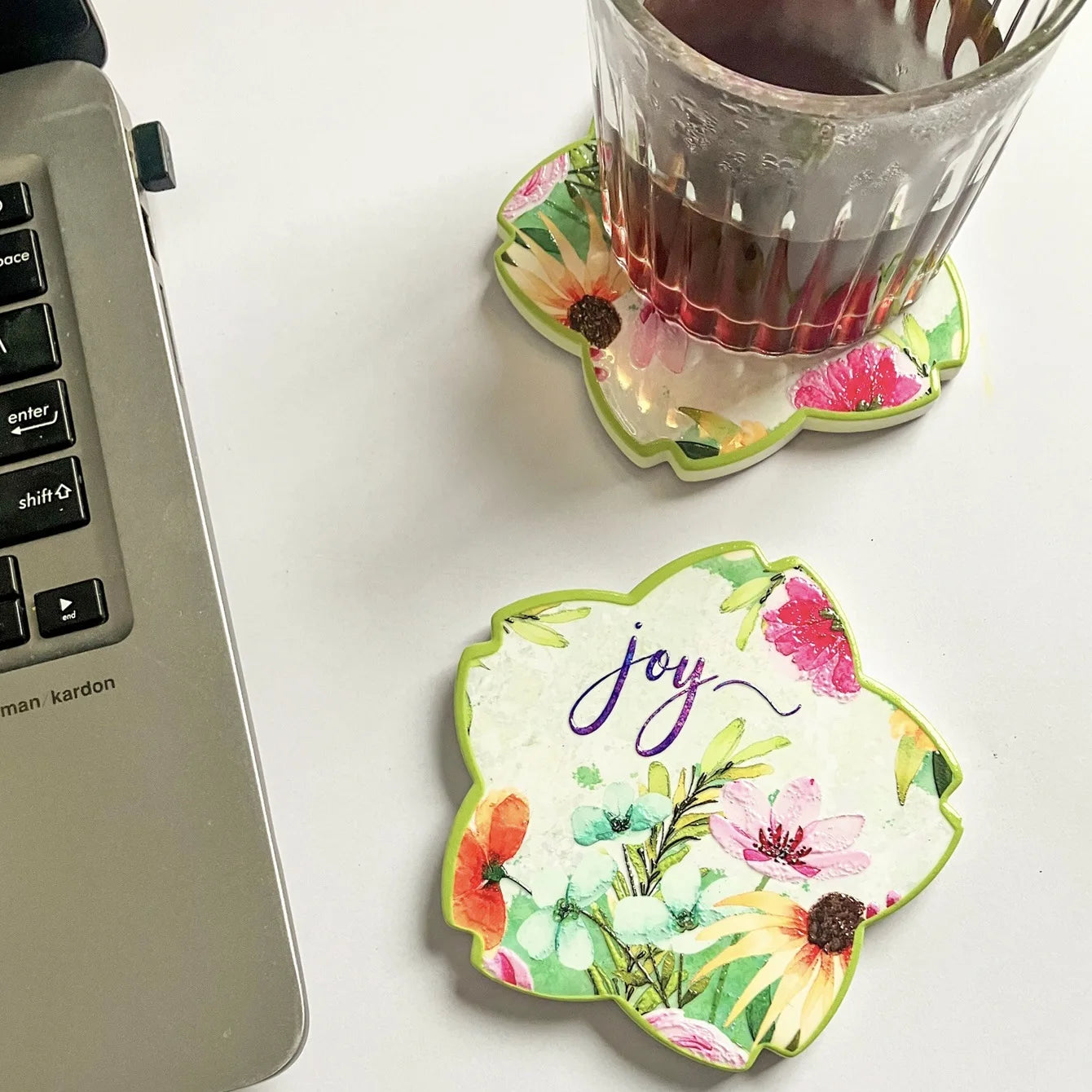 Blumenförmige Keramik-Untersetzer mit Kork Rückseite Wasserfest fürs Zuhause