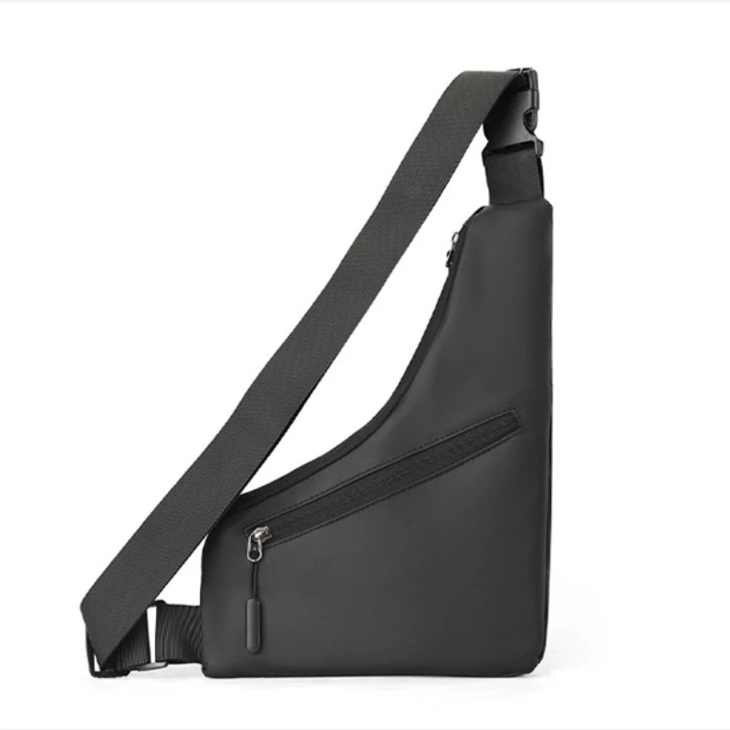 Sicher - Leicht: Anti-Diebstahl Brusttasche Herren aus wasserdichtem Nylon, Schwarz/Grau