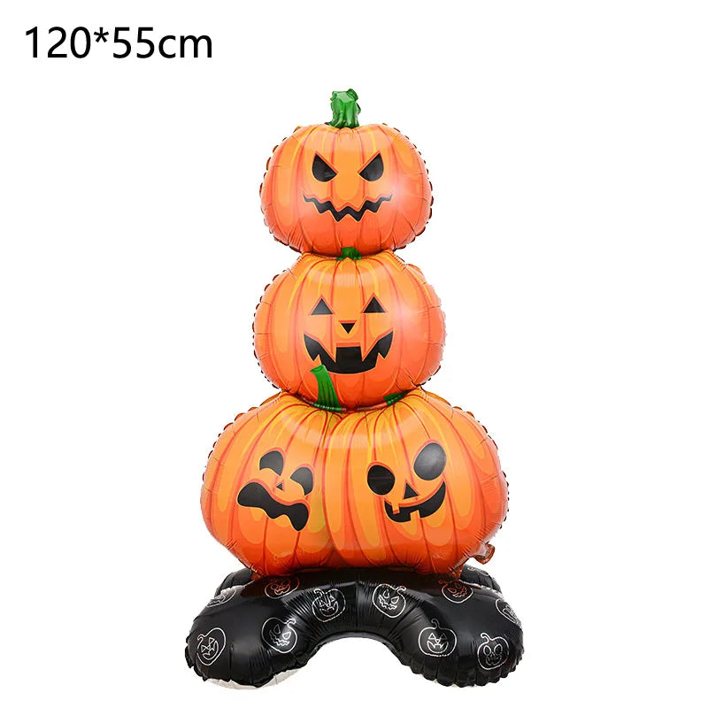 Großer Halloween-Stehballon mit Kürbis, Skeletten und Hexen für Partys