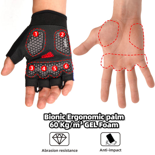 Halbfinger Fahrradhandschuhe mit Gelpolster rutschfest stoßgedämpft Unisex