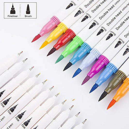 Doppelkopf Aquarell Marker Set bis 100 Farben für kreative Zeichnungen
