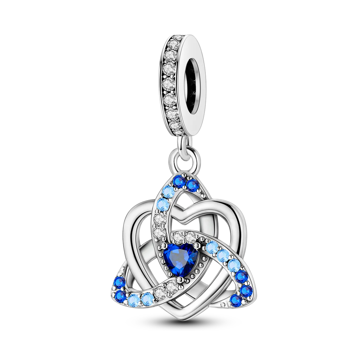 Edler Charm-Anhänger aus 925er Silber mit funkelndem blauem Zirkon – perfekt für DIY-Schmuck