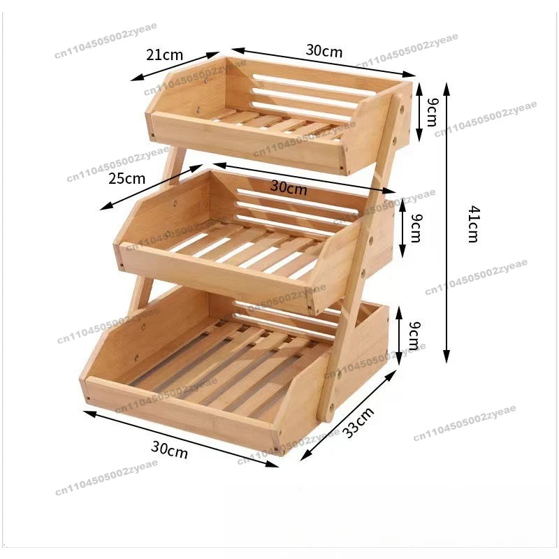 Dreischichtiger Bambus Obst und Gemüsekorb für die Küche