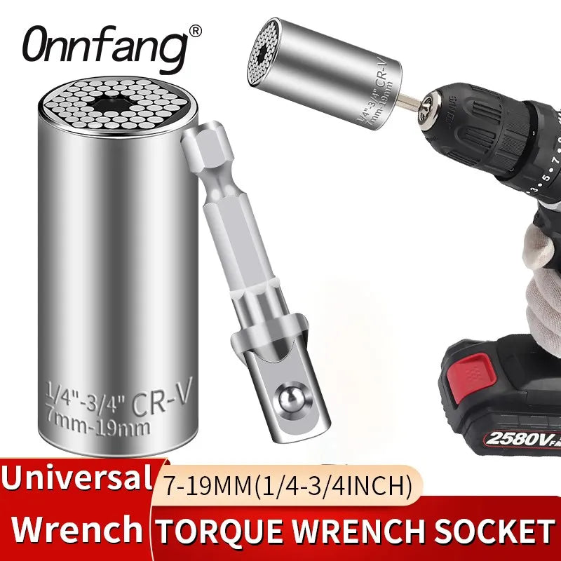 Universal Steckschlüsselsatz 7-19mm Chrom-Vanadium Multifunktions-Werkzeug