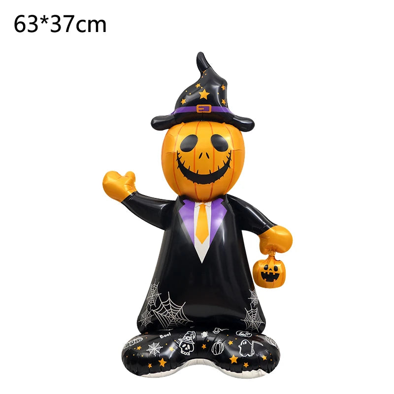 Großer Halloween-Stehballon mit Kürbis, Skeletten und Hexen für Partys