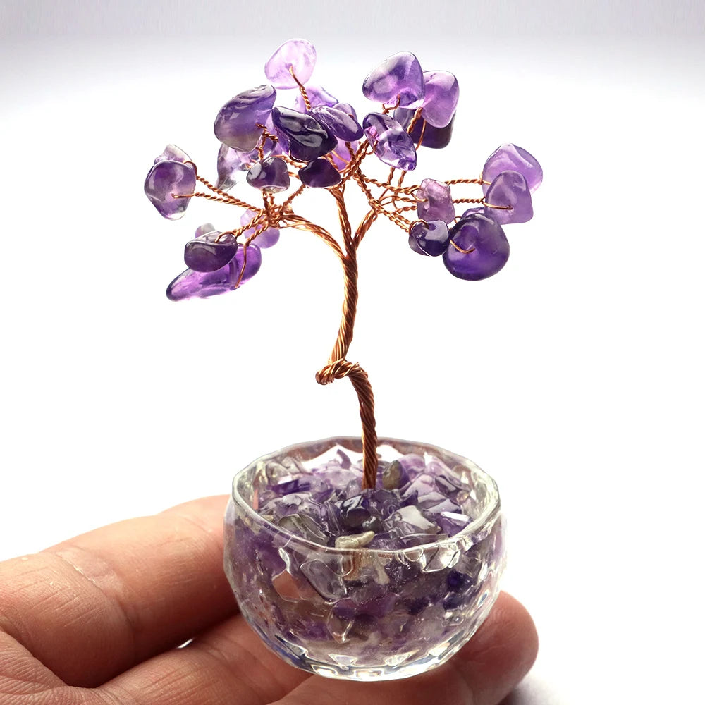 7-Chakren Lebensbaum Deko: Naturkristall Feng Shui Ornament für Heim Büro