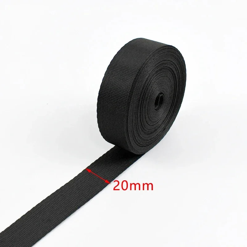 Schwarzes Nylon Gurtband 10-100mm für Taschen Gürtel Haustier Zubehör