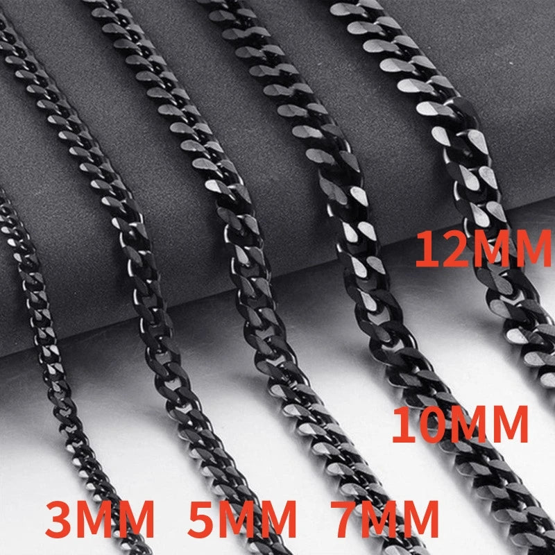 Edelstahl Cuban Link Kette Unisex 3-12mm Breite für Punk Goth Style Schmuck