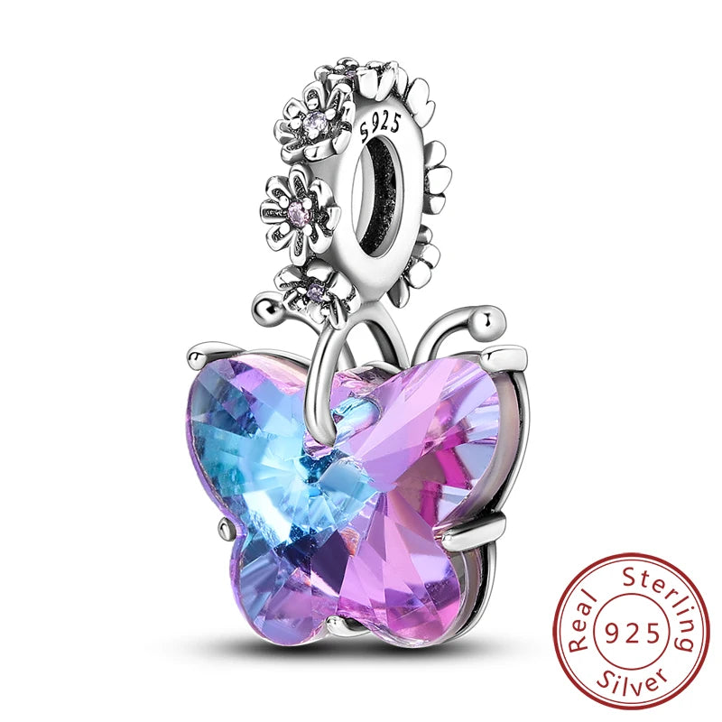 Funkelnder Schmetterlings-Charm aus 925 Sterlingsilber mit Zirkon – Elegant - Leicht