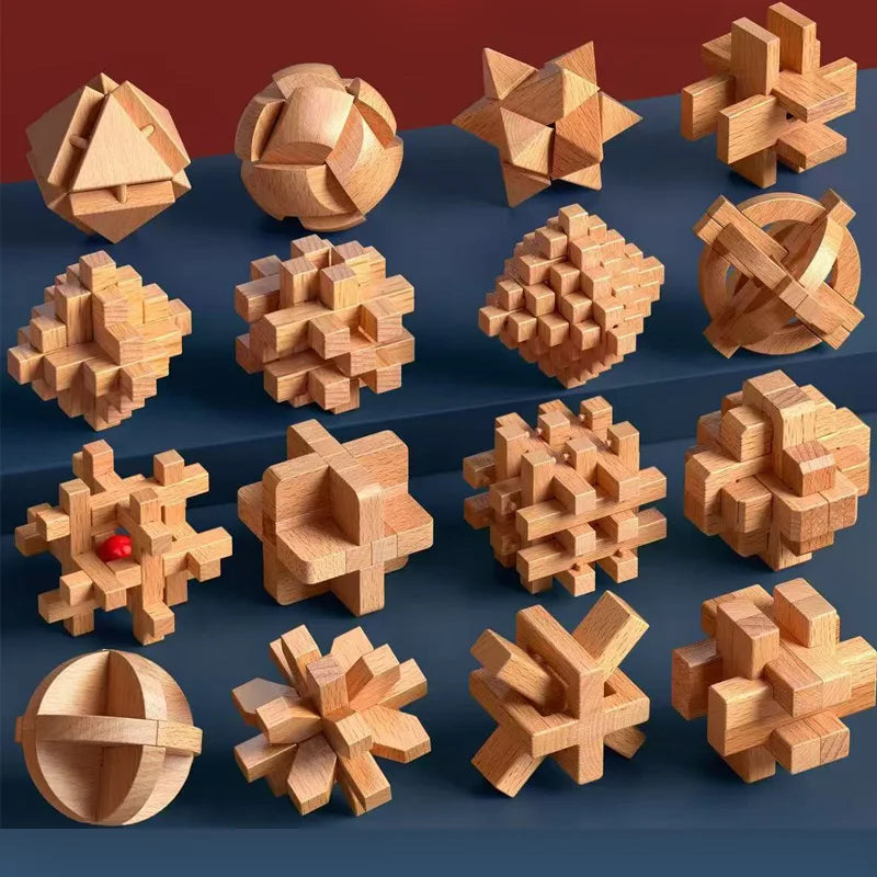 3PCS LuBan Lock Holz Puzzle IQ Brain Teaser für Erwachsene und Kinder