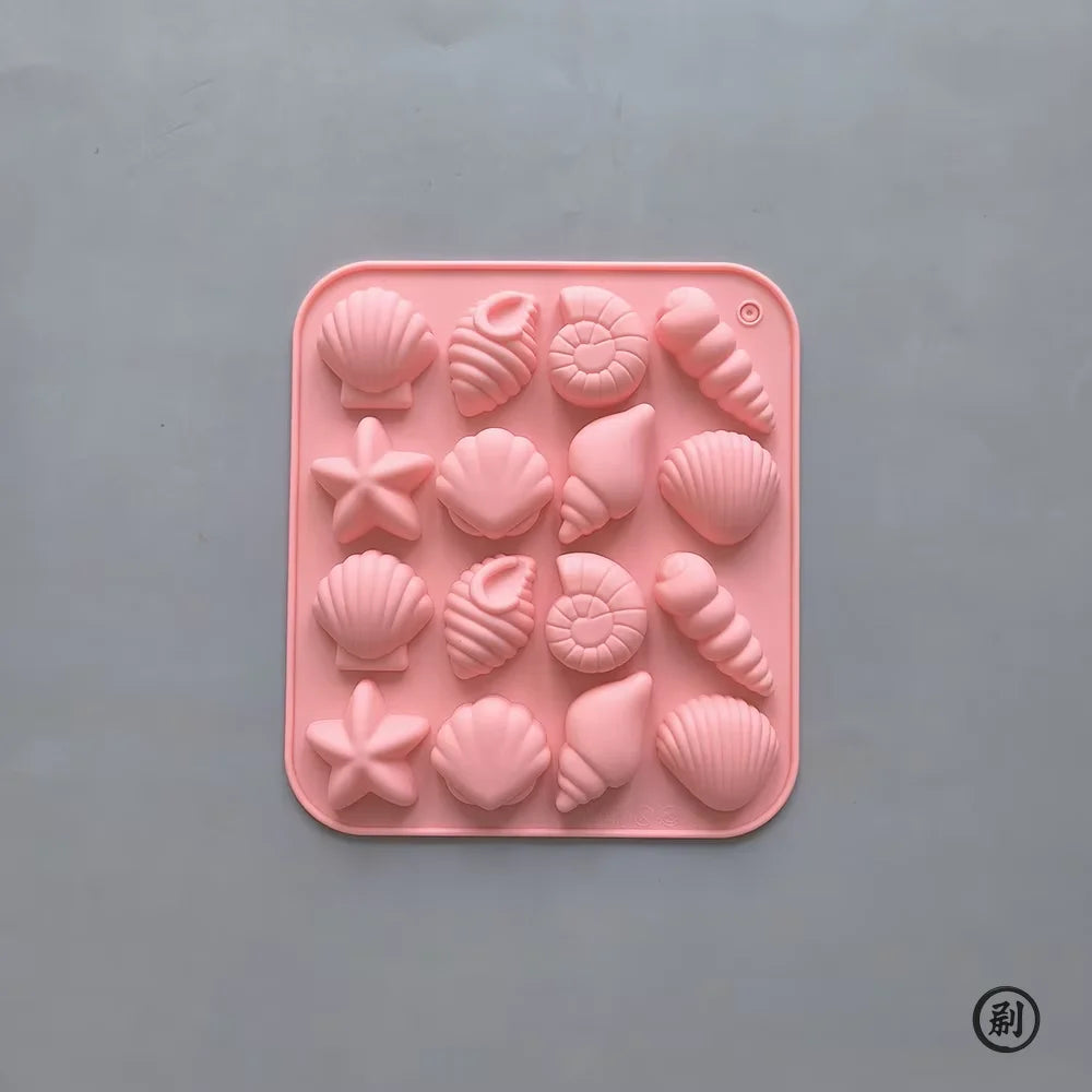 Silikonform mit 3D-Muschel- und Meerestier-Mulden für diverse Backideen