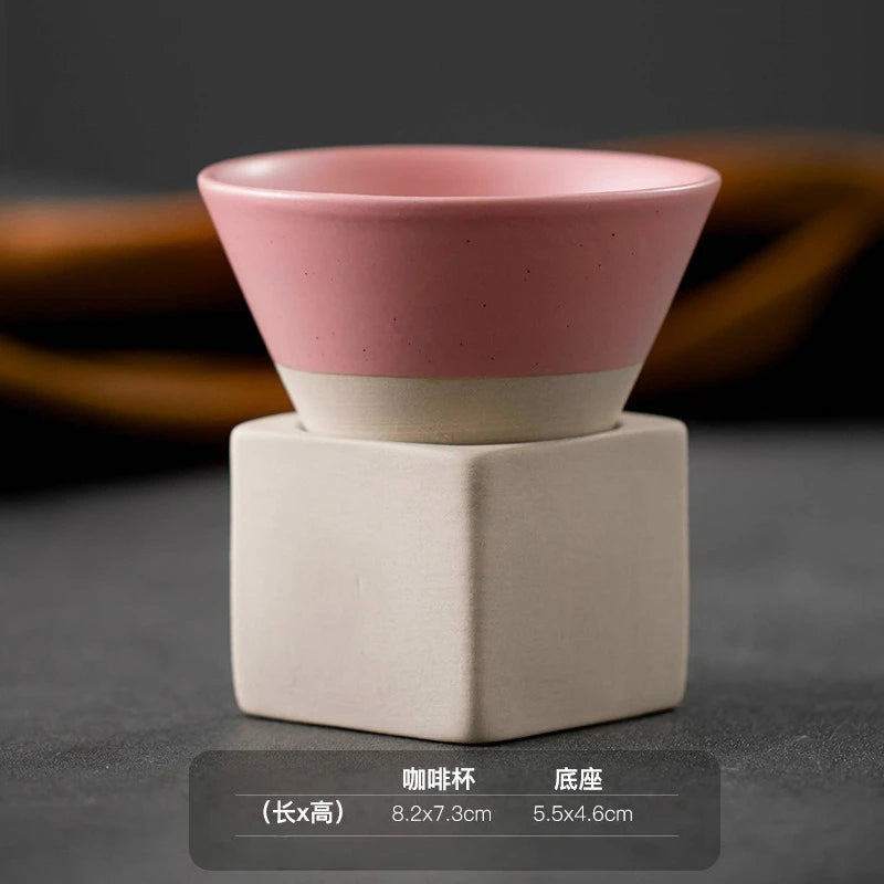 Retro Keramik Tasse in Dreieckiger Kegelform für Tee und Kaffee