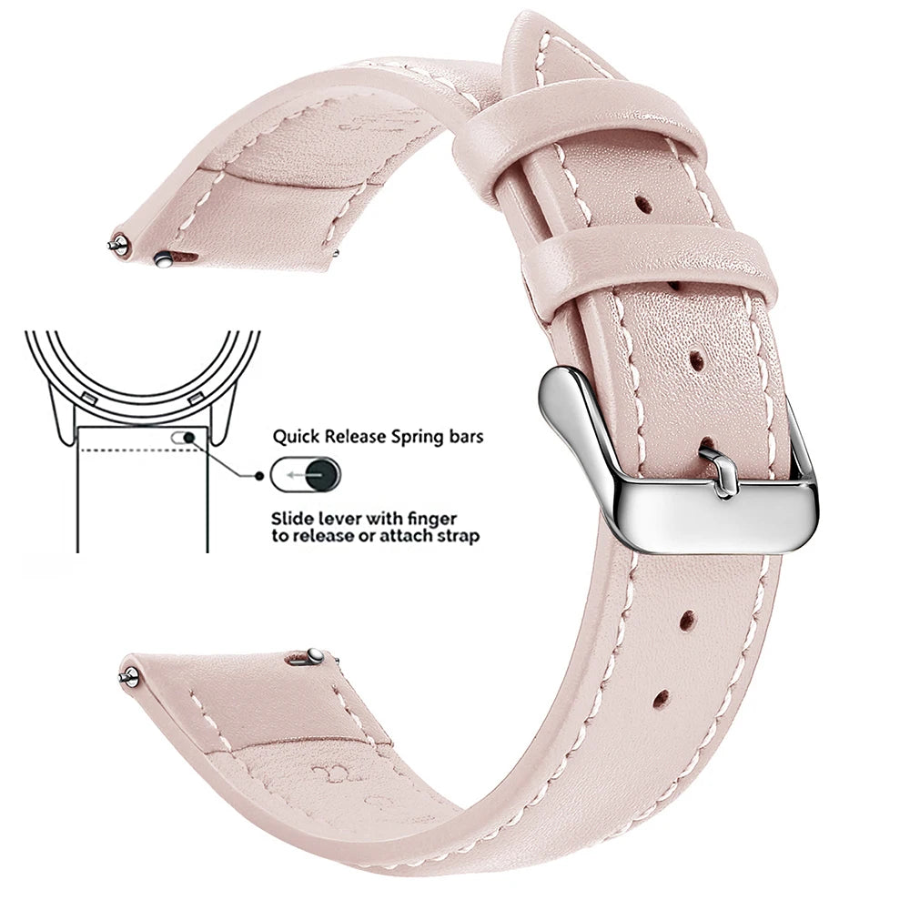Echtleder Uhrenarmband Schnellverschluss 18/20/22mm für viele Smartwatches