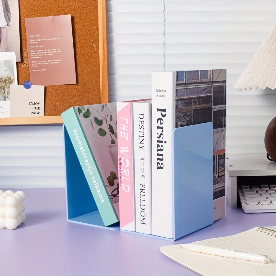 Set 2 große L-förmige Buchstützen für minimalistisches Bücherregal