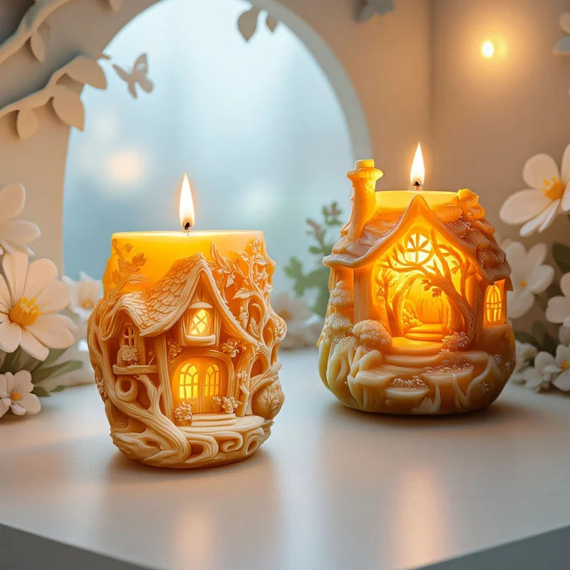 3D Silikonform Baum Haus für Kerzen, Beton, Gips – DIY Geschenk