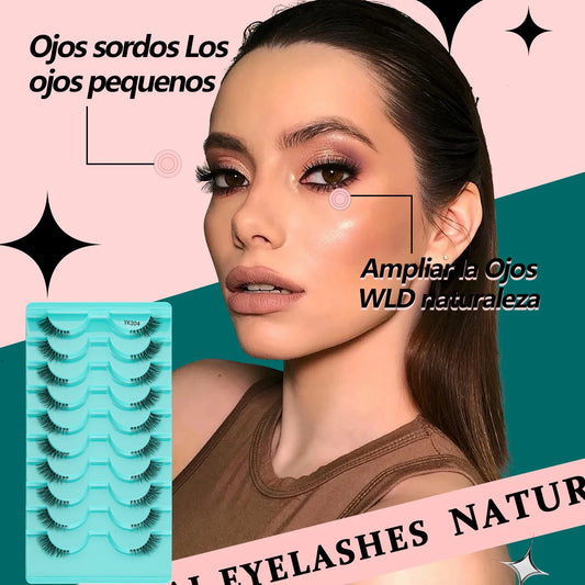 Natürliche Katzenaugen Halb-Wimpern Sets 3/6/10 Paare – weich - wiederverwendbar