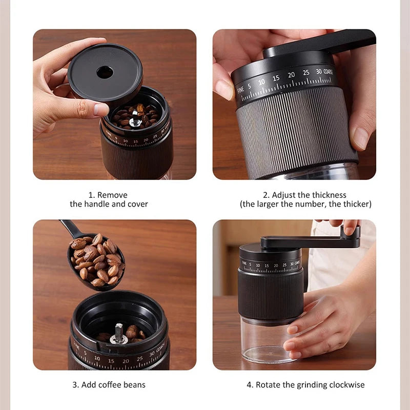 35-Gang manuelle Kaffeemühle mit verstellbarem Mahlwerk für Zuhause