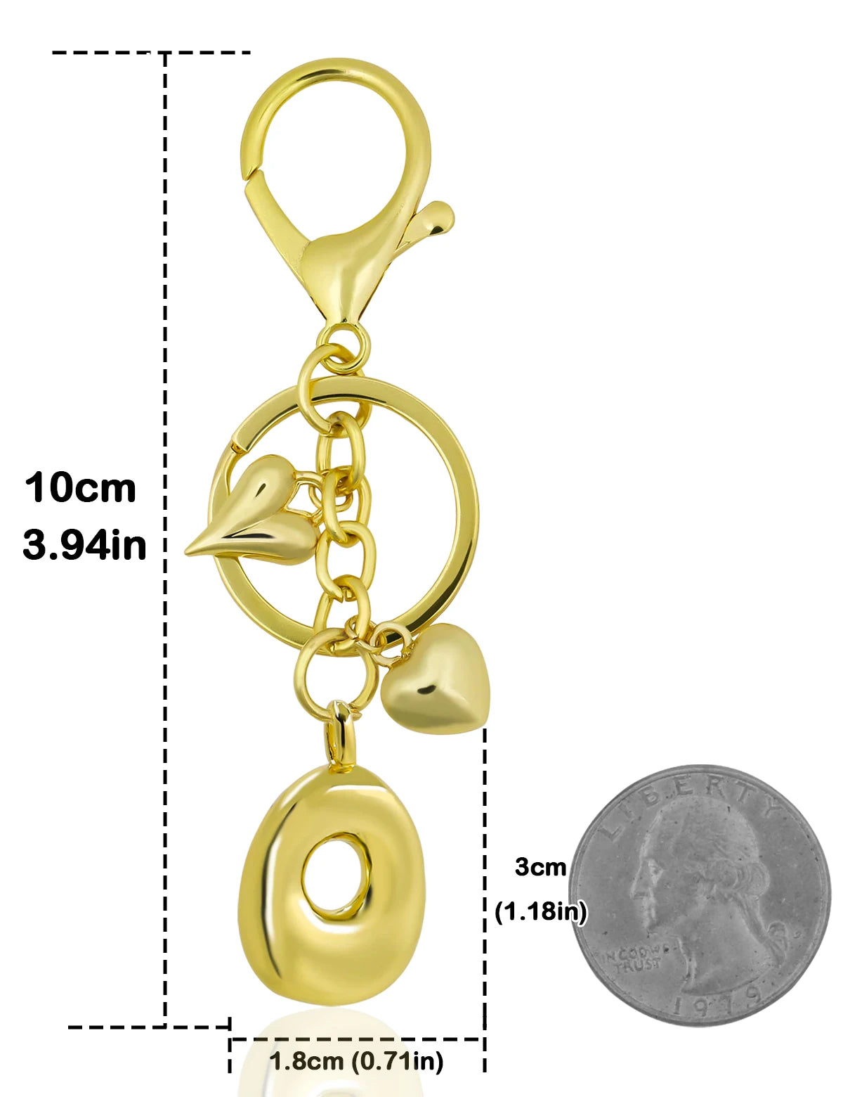 Personalisierter 18K Gold Schlüsselanhänger mit Herz – Blasenbuchstaben Damen