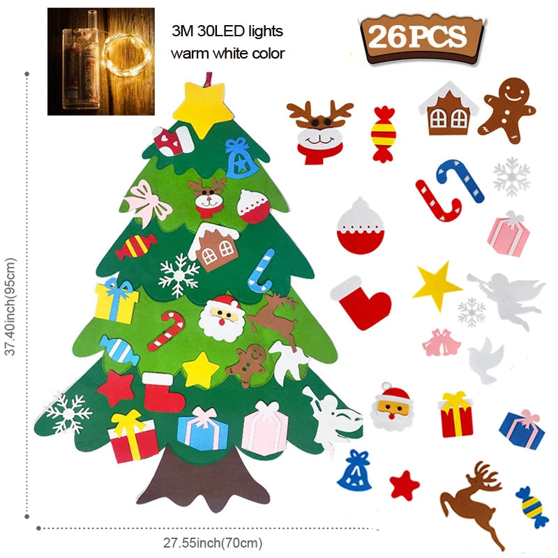 DIY Filz Weihnachtsbaum mit LED, Kinderspielzeug und Dekoration