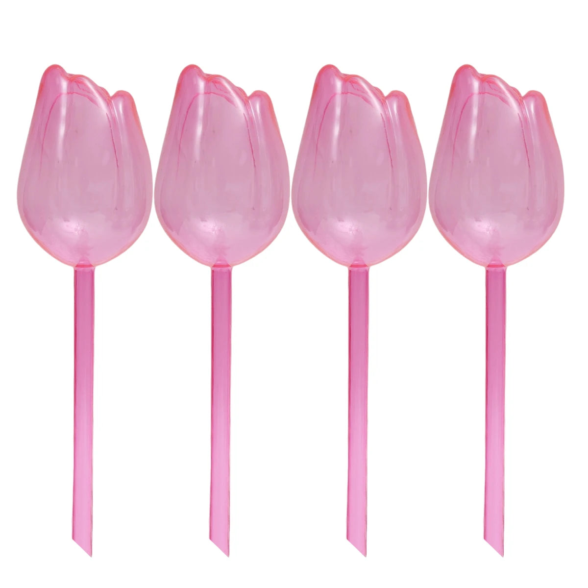Selbstbewässernde Tulpenbewässerung aus Kunststoff – Tropfsystem in Rosa - Lila, 4er Set