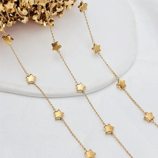 1m 6mm Kupfer Schmuckkette mit Herz - Stern für kreative DIY Designs