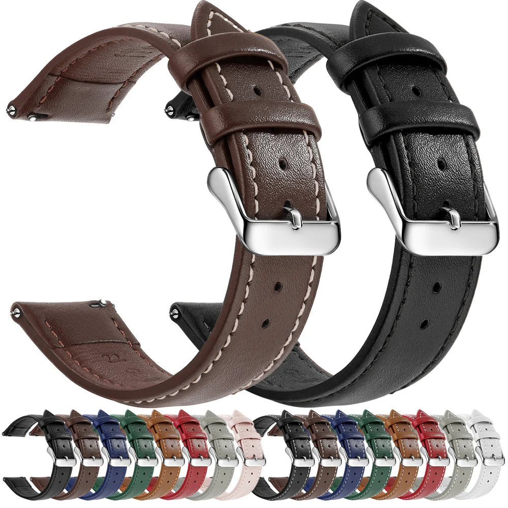 Echtleder Uhrenarmband Schnellverschluss 18/20/22mm für viele Smartwatches