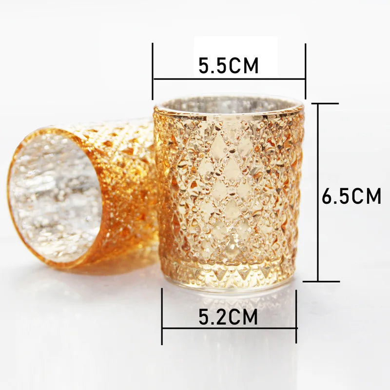 Kerzenhalter Glas Goldene Tasse Leuchter für Tischdeko und Geschenk