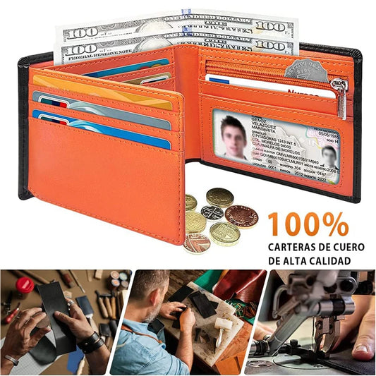 Minimalistische Herren Geldbörse mit Münzfach RFID Schutz Reißverschluss