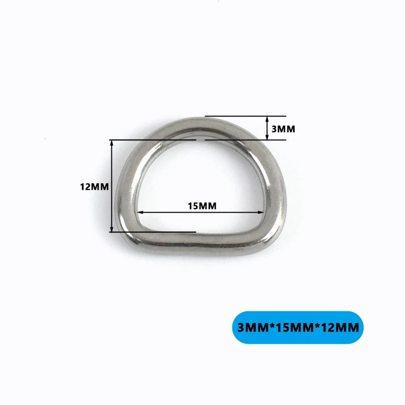 Edelstahl D-Ring Schnallen für Taschen Gurtband Haustierhalsband DIY Zubehör
