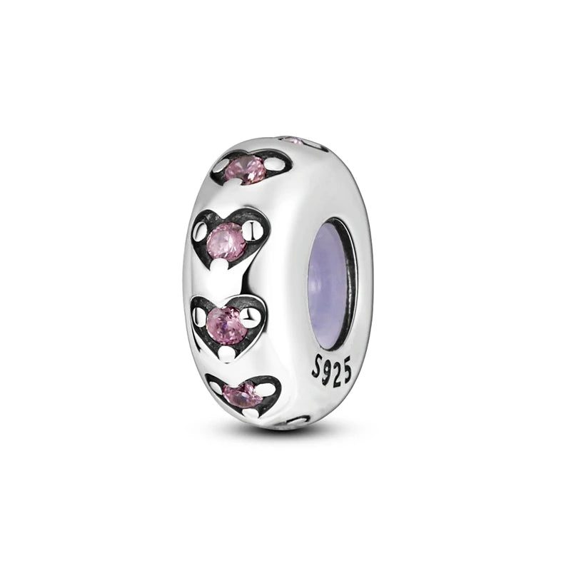 Romantische rosa 925 Silber Charms mit Zirkon – Herz - Parfüm Flasche Set