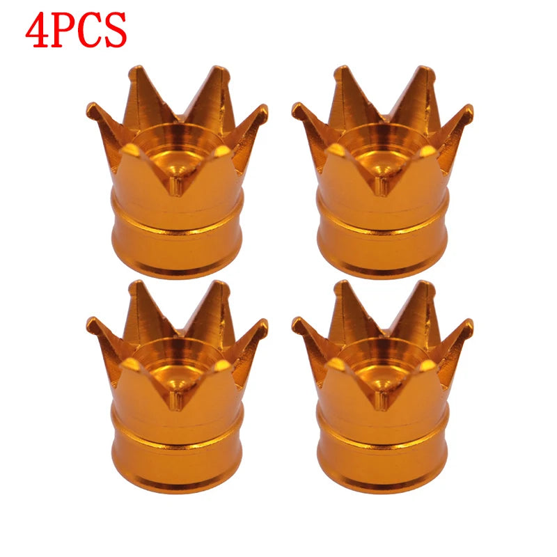 4er Set Aluminium Crown Reifenventilkappen Staubdicht für Auto Motorrad