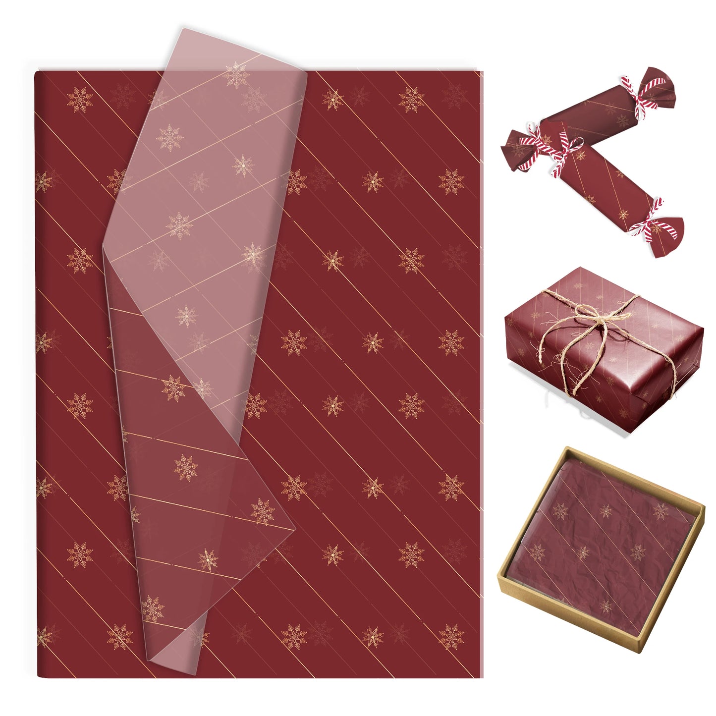 20/50 Stücke Weihnachts-Seidenpapier mit Schneeflocken- & Birnenmuster