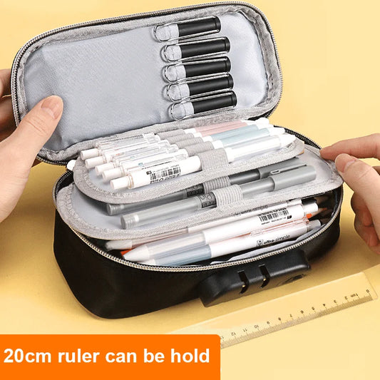 Passwortgeschütztes Federmäppchen mit großer 4-Schicht Kapazität für Kinder