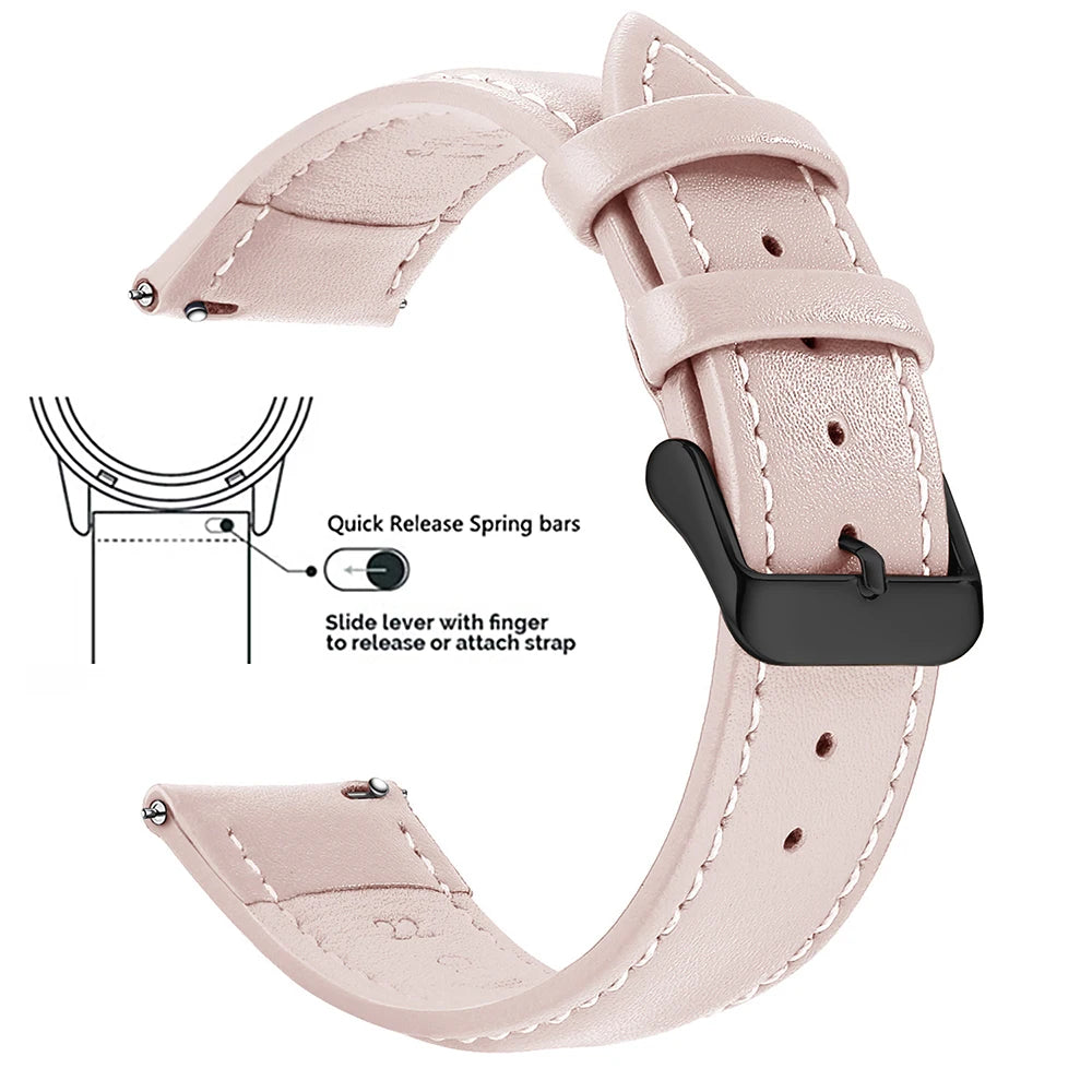 Echtleder Uhrenarmband Schnellverschluss 18/20/22mm für viele Smartwatches