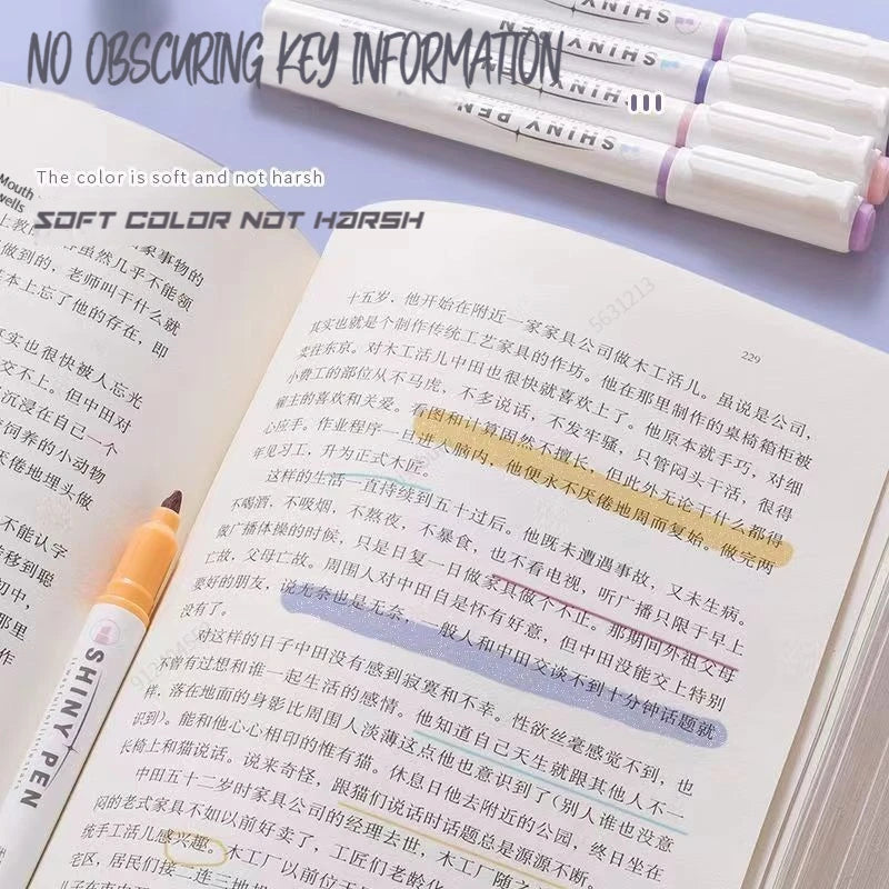 4 Farben Pastell Textmarker Set mit feiner Pinselspitze für Schule Büro