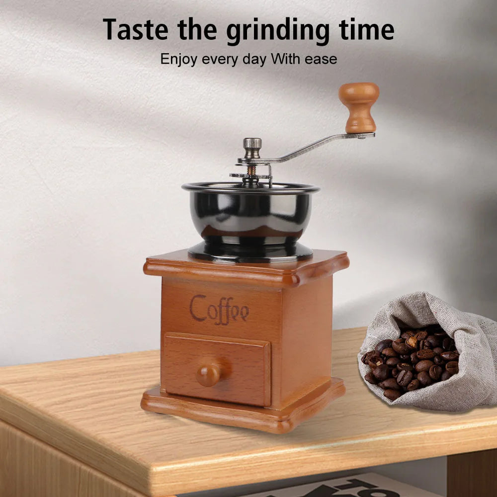 Holz Mini Retro Stil manuelle Kaffeemühle mit Edelstahlgriff und Keramikmahlwerk
