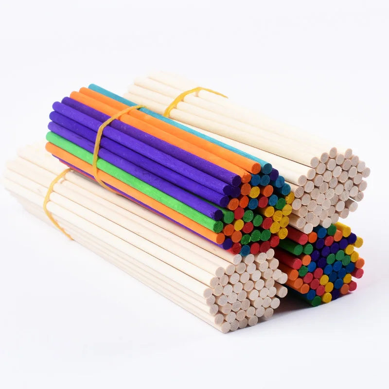Vielseitige runde Holzstäbchen 10-20 cm – Natürliche Bastelhilfe, 50 Stück