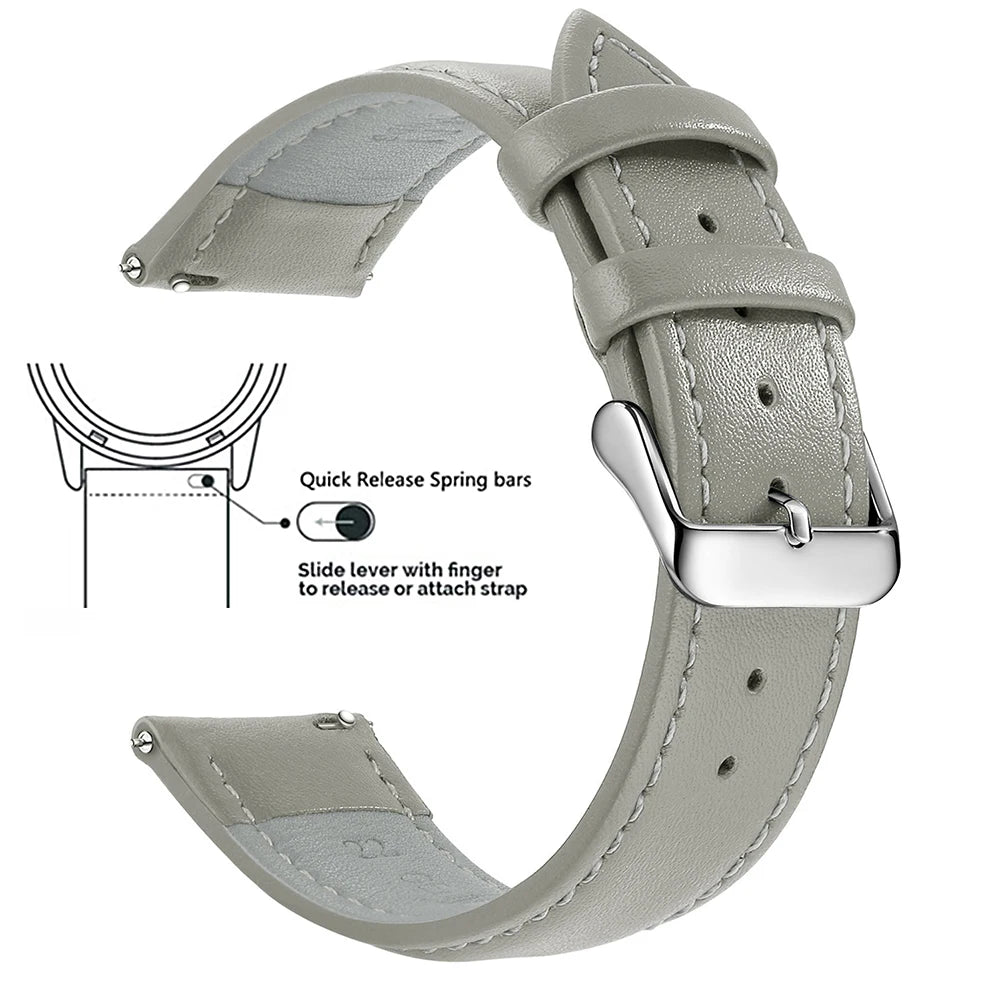 Echtleder Uhrenarmband Schnellverschluss 18/20/22mm für viele Smartwatches