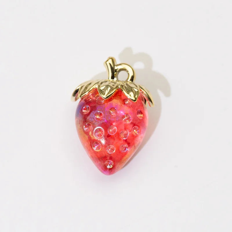 Rosa Erdbeere Charms 5er Set für DIY Schmuck Ohrring Armband