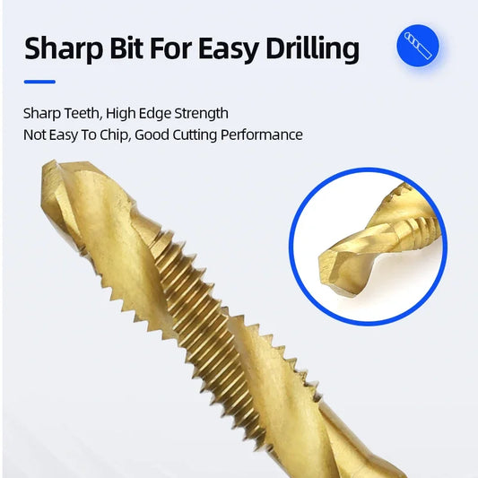 Titanbeschichtete HSS Gewindebohrer Set M3-M10 für präzises Gewindeschneiden