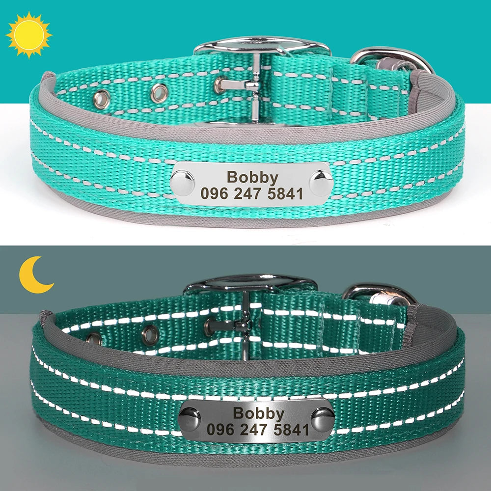 Reflektierendes Nylon-Hundehalsband mit ID-Tag für kleine bis große Hunde
