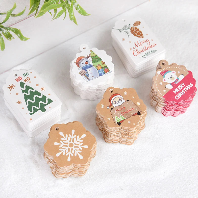 100-teiliges Frohe Weihnachten Kraftpapier Etiketten Set zum Aufhängen