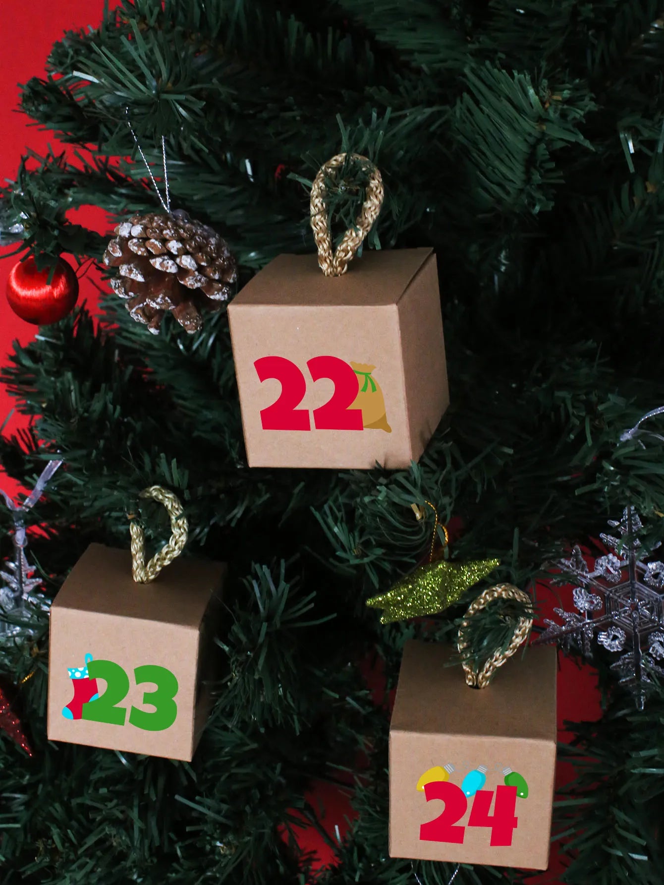 Weihnachts-Adventskalenderblöcke aus Holz mit 24-tägigem Countdown