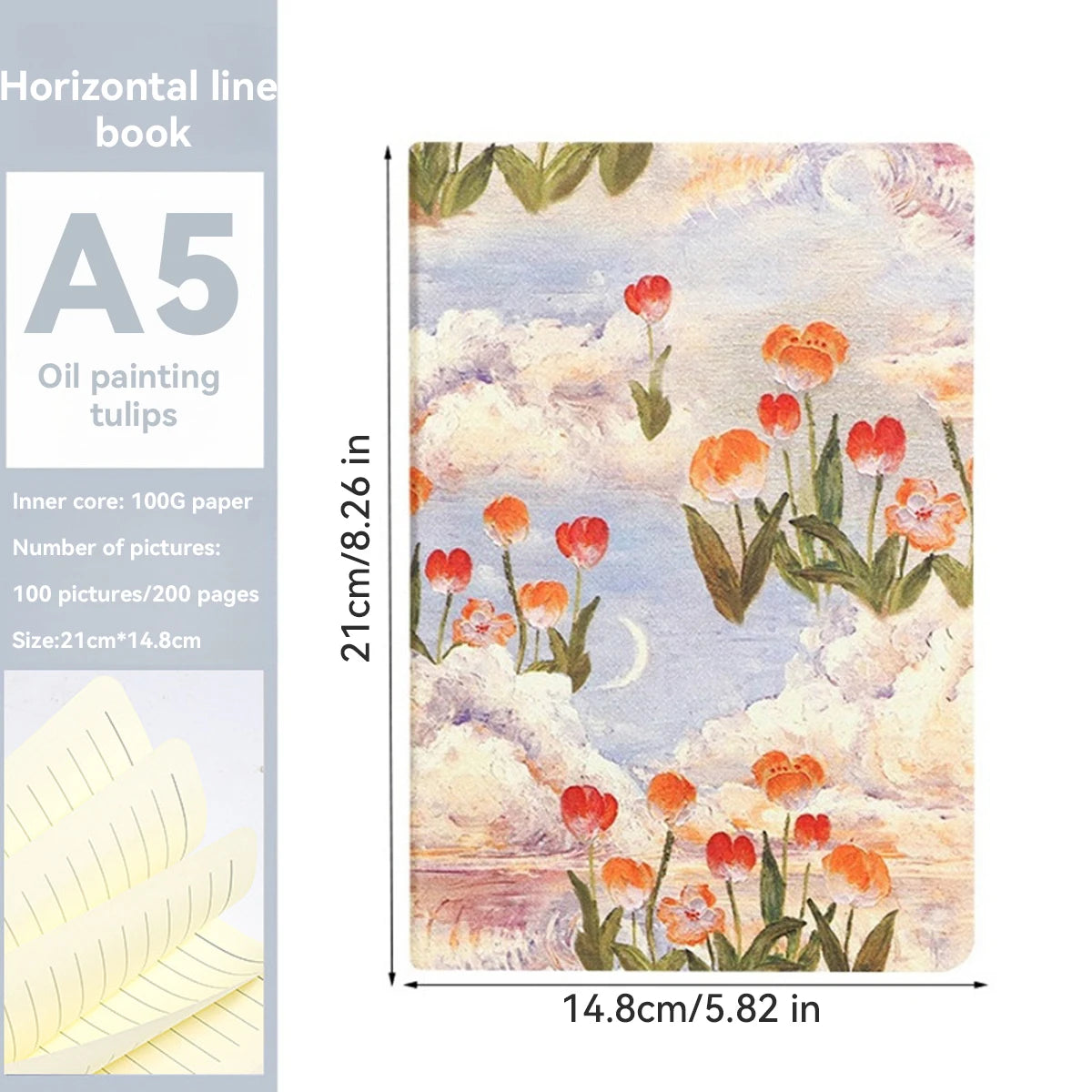 A5 A6 Leinen Notizbuch 200 Seiten 100g/m2 säurefrei Vintage Stil Journal