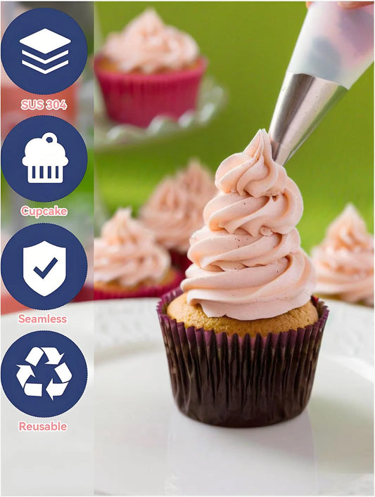 8-teiliges Spritztüllen-Set aus Edelstahl für Dessert und Kuchen